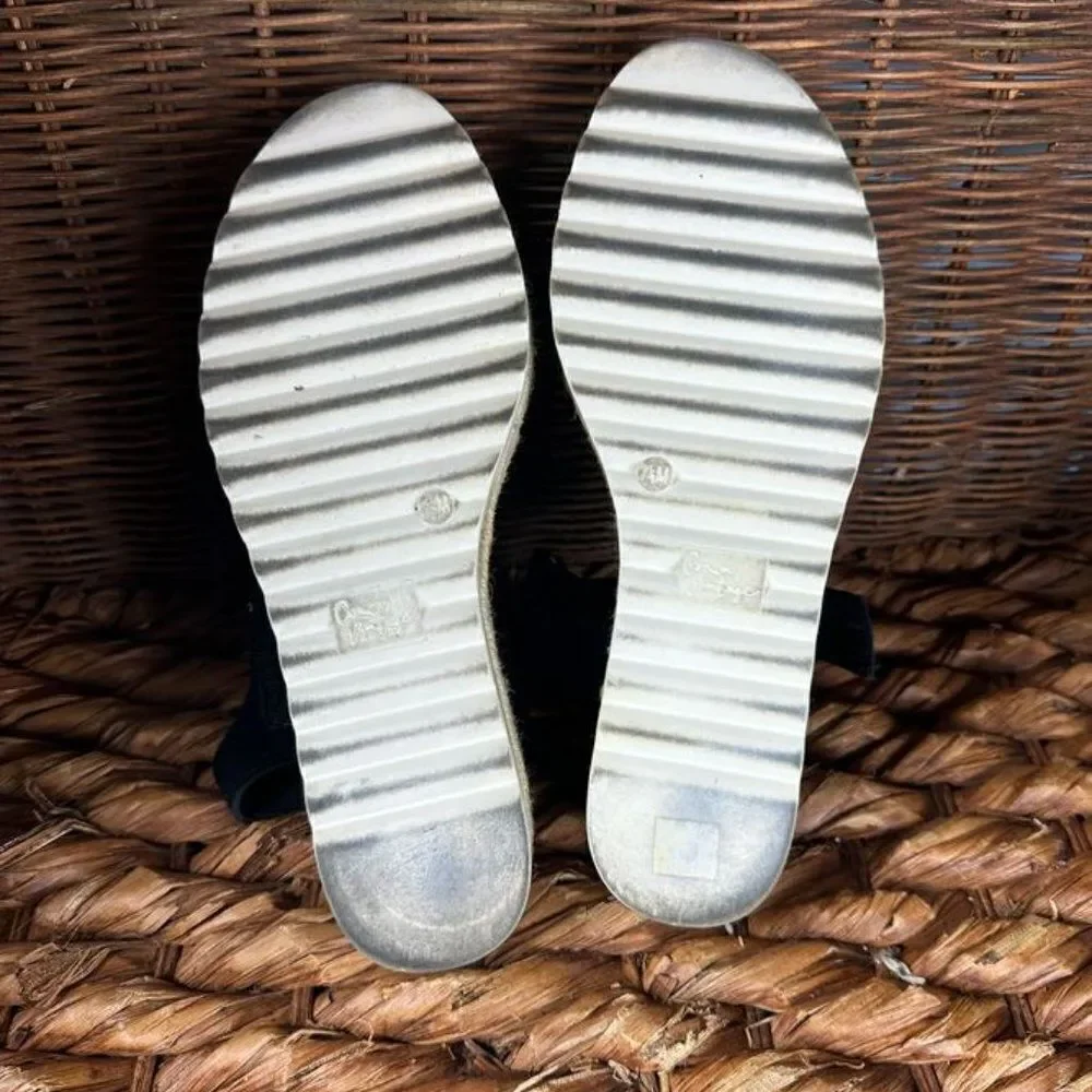 Crown Vintage Sz 7 1/2M Women's‎ Black Korine Espadrille Platform Sandal